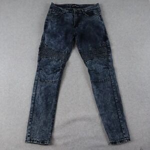 Phat Farm Jeans Mens 30x30 Skinny Fit Stretch Moto 5-Pocket Flex Denim Dark Blue